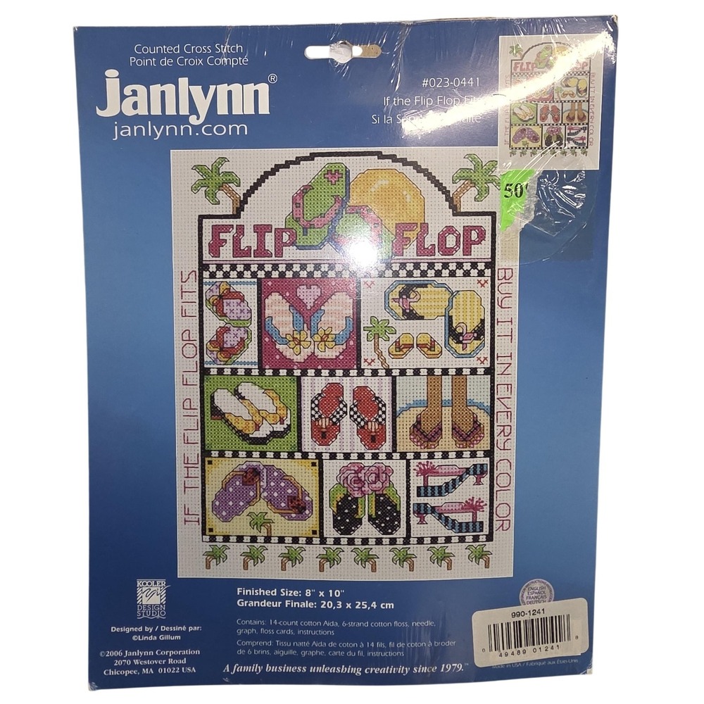 Janlynn If‎ The Flip Flop Fits Beach Counted Cross Stitch Kit 8x10 023-0441 New